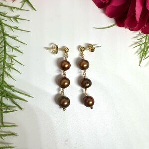 NEW⚜️ Freshwater Brown Pearl Drop Earrings
